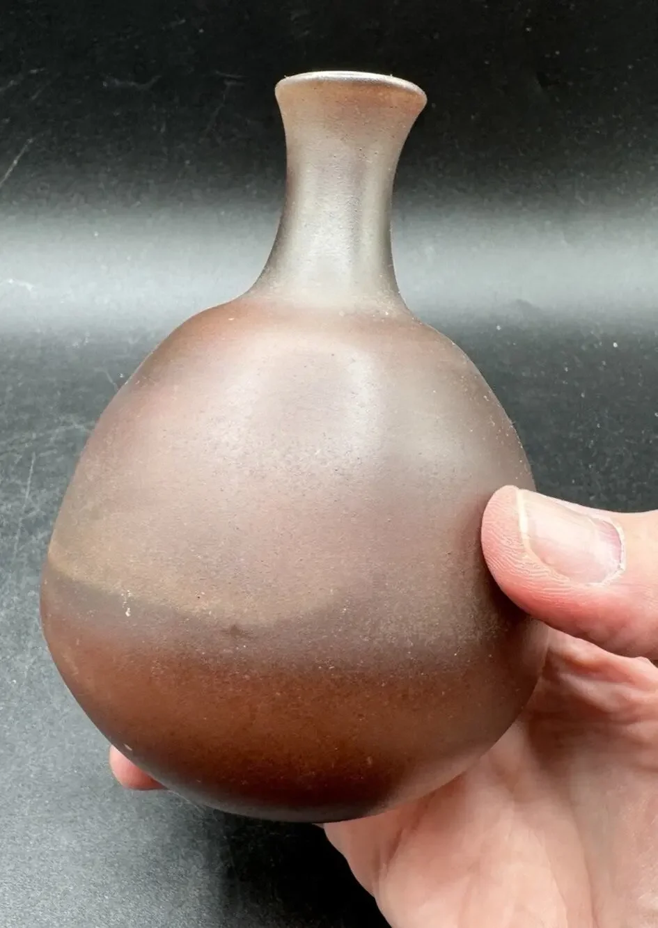 Genuine Israeli NEKER ART GLASS VASE Unique Handmade Delicate Frosted W Tag -S1R